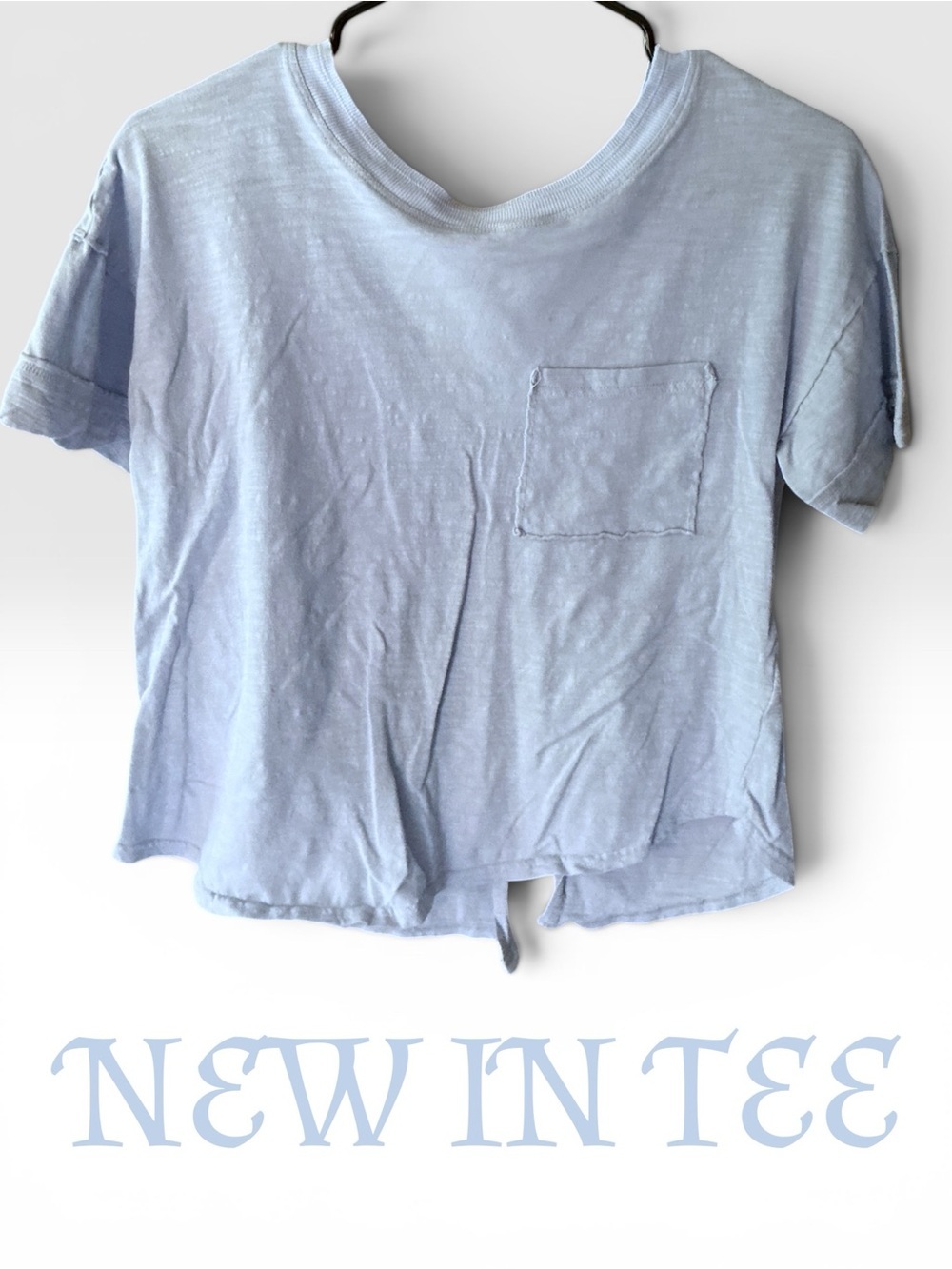 🌼NEW IN BABY BLUE CROP SCRUCHED PANEL SPLIT BACK TEE